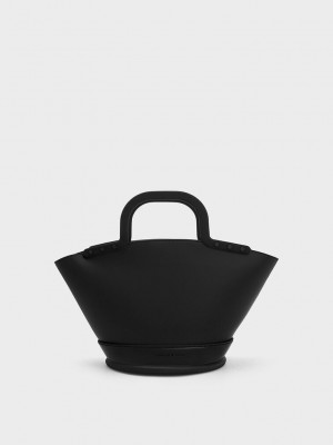 Charles & Keith Fan Double Handle Tote Bag Schwarz | XNBE53706
