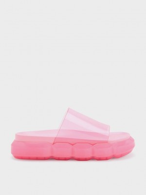 Charles & Keith Fia See-Through Badelatschen Sandals Hellrosa | IWNM23761