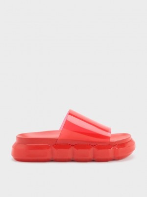 Charles & Keith Fia See-Through Badelatschen Sandals Rot | DCKB37962