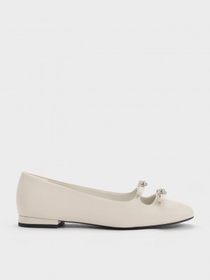 Charles & Keith Floral Beaded Bow Ballerinas Rosa | RMZX23451