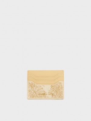 Charles & Keith Floral Illustrated Canvas Card Holder Beige | EGXR32416