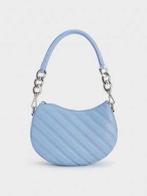 Charles & Keith Freja Curved Panelled Bag Hellblau | JIWM34689
