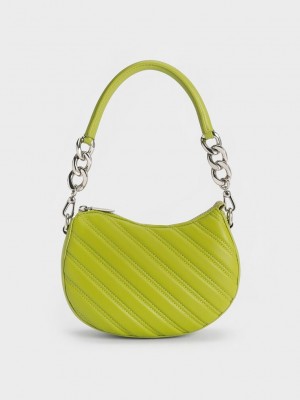 Charles & Keith Freja Curved Panelled Bag Hellgrün | SGTB90168