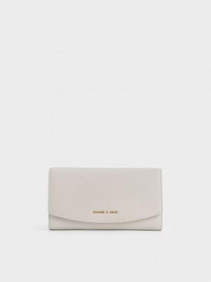 Charles & Keith Front Flap Long Wallet Hellgrau | FSWV19054