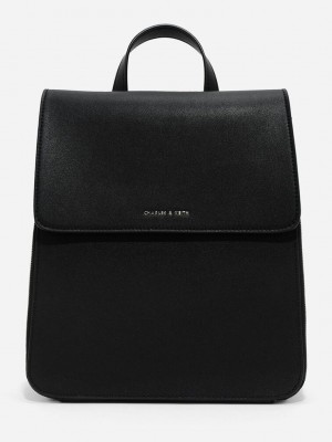 Charles & Keith Front Flap Structured Backpack Schwarz | MBVU09132