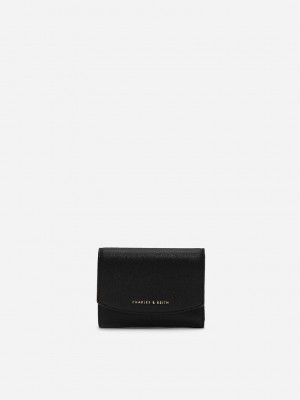 Charles & Keith Front Flap Wallet Schwarz | BELG23754