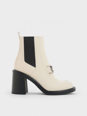 Charles & Keith Gabine Block Heel Ankle Boots Rosa | OKQW74210