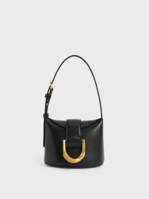 Charles & Keith Gabine Bucket Bag Schwarz | PSUW05617