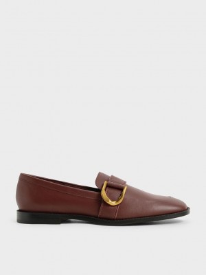 Charles & Keith Gabine Buckled Leder Loafers? Braun | PVRW65921