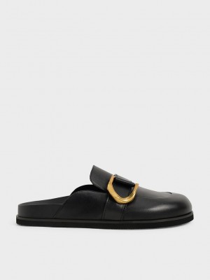 Charles & Keith Gabine Buckled Leder Loafer Mules? Schwarz | KTCI38054