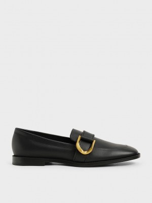 Charles & Keith Gabine Buckled Leder Loafers? Schwarz | DGUX71395