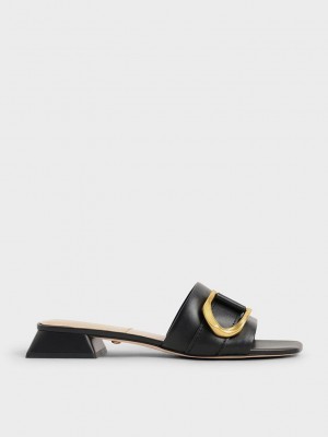 Charles & Keith Gabine Buckled Leder Mules? Schwarz | OFEW86041