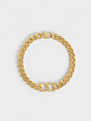 Charles & Keith Gabine Chain-Link Choker Necklace Gold | AWZN79461