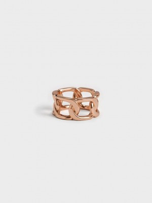 Charles & Keith Gabine Chain-Link Ring Rosa Gold | TXOK19872