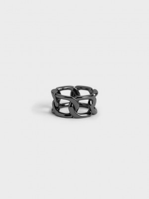 Charles & Keith Gabine Chain-Link Ring Schwarz | QRDW31824