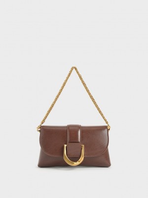 Charles & Keith Gabine Crossbody Bag Dunkelbraun | NYQR89451