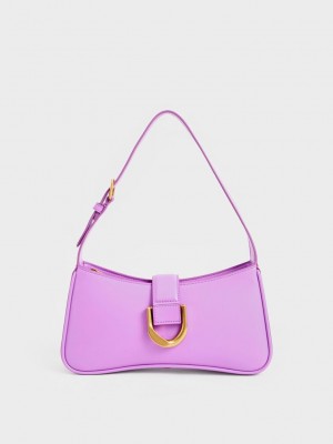 Charles & Keith Gabine Curved Shoulder Bag Lila | NLGB59013