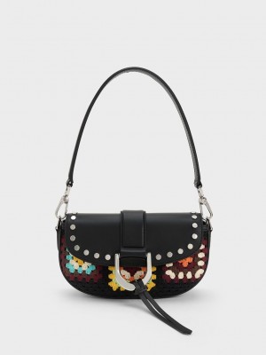Charles & Keith Gabine Floral Crochet Leder Shoulder Bag Mehrfarbig | CJZL59082