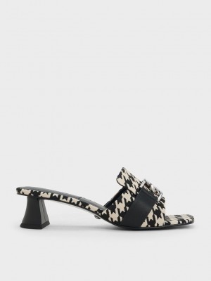 Charles & Keith Gabine Houndstooth Leder Absatz Mules Mehrfarbig | QAOF54918