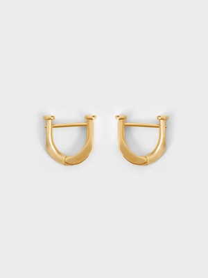 Charles & Keith Gabine Huggie Earrings Gold | ERGX42157