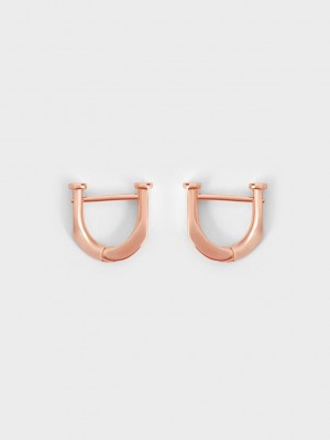 Charles & Keith Gabine Huggie Earrings Rosa Gold | BSMF42107