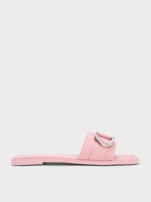 Charles & Keith Gabine Leder Badelatschen Sandals Rosa | OBWA24167