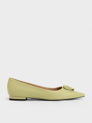 Charles & Keith Gabine Leder Ballerinas Grün | VKIW40135