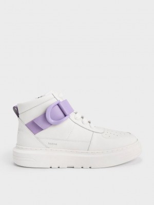 Charles & Keith Gabine Leder High-Top Sneakers Lila | OHES13960