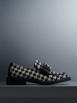 Charles & Keith Gabine Leder Houndstooth Loafers Mehrfarbig | IQAE38129