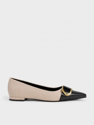Charles & Keith Gabine Leder Kappe-Cap Ballerinas Beige | QKEY60749