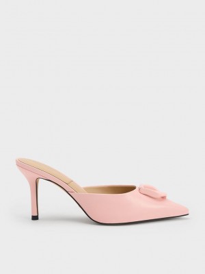Charles & Keith Gabine Leder Mules Rosa | JCHD85432