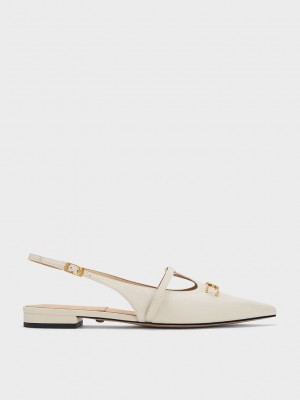 Charles & Keith Gabine Leder T-Bar Slingback Flats Rosa | BSLE64809