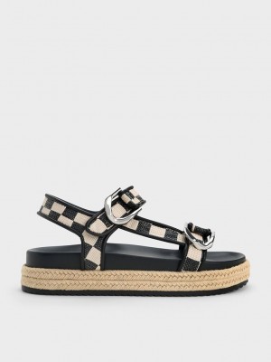 Charles & Keith Gabine Straw Espadrilles Sandals Mehrfarbig | JMVH86375