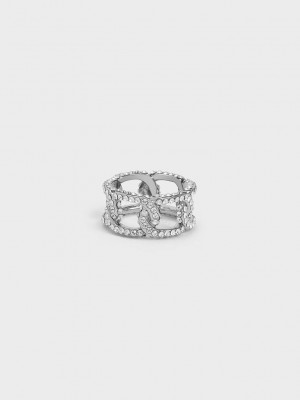 Charles & Keith Gabine Swarovski Crystal Chain-Link Ring Silber | GLRF02379