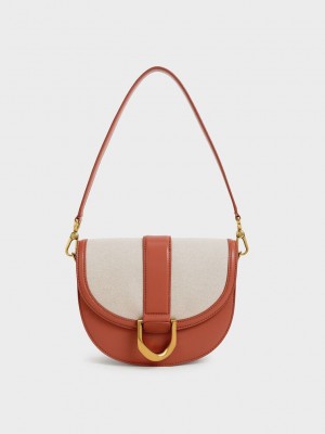 Charles & Keith Gabine Two-Tone Saddle Bag? Dunkelrot | GUCY93578