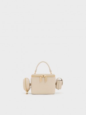 Charles & Keith Gaia Boxy Top Handle Bag Beige | HNDI95804