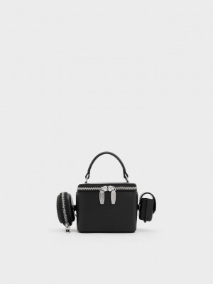 Charles & Keith Gaia Boxy Top Handle Bag Schwarz | YDGT15276
