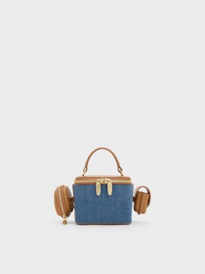 Charles & Keith Gaia Denim Boxy Top Handle Bag Blau | IFZT27586