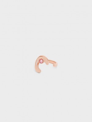 Charles & Keith Gem-Embellished Open Ring Rosa Gold | BYSR75906
