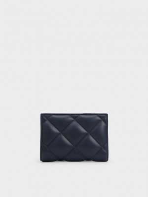 Charles & Keith Gemma Gesteppt Card Holder Navy | SZXO72403