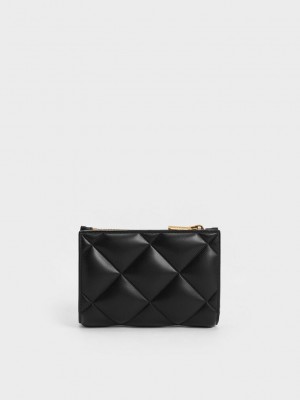Charles & Keith Gemma Gesteppt Cardholder Schwarz | BQTL68432