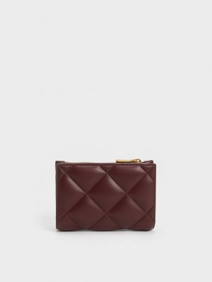 Charles & Keith Gemma Gesteppt Cardholder Dunkelschokolade | ZROX30148