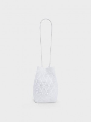 Charles & Keith Genoa Gestrickt Drawstring Bag Weiß | AKQX71392