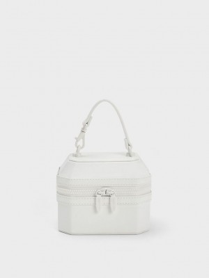Charles & Keith Geometric Boxy Top Handle Bag Weiß | PNCG43106