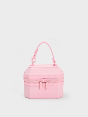 Charles & Keith Geometric Boxy Top Handle Bag Hellrosa | KXAO10357