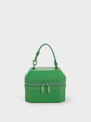 Charles & Keith Geometric Boxy Top Handle Bag Grün | VLEA26349