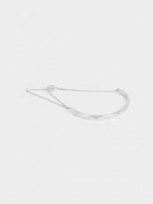 Charles & Keith Geometric Cuff Bracelet Silber | VNLG63241