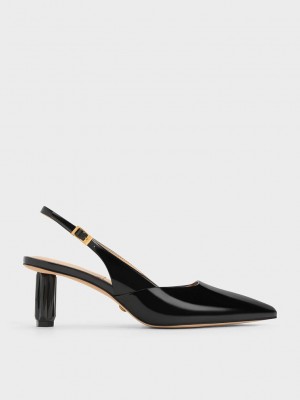 Charles & Keith Geometric Heel Slingback Pumps Schwarz | NDZX12645