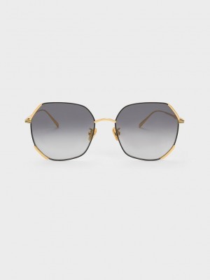 Charles & Keith Geometric Wire-Frame Butterfly Sunglasses Schwarz | NIAR27406