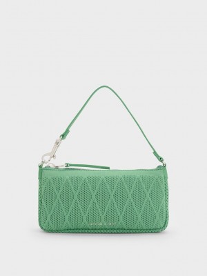 Charles & Keith Geona Gestrickt Phone Pouch Grün | BZOL74532